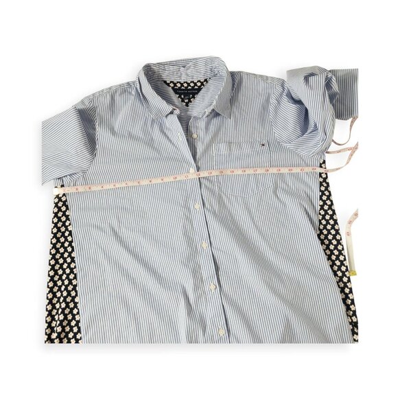 Tommy Hilfiger Striped and  Floral Print Collared T-Shirt Dress L Modern Casual - Picture 6 of 9